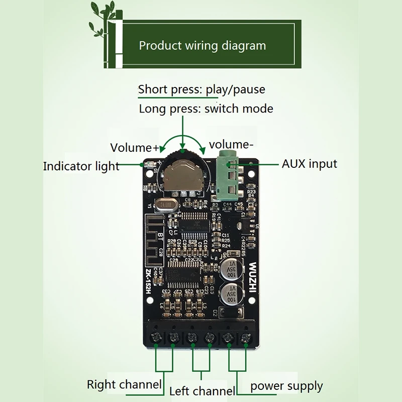 2X15W двухканальный стерео мини Bluetooth цифровой Мощность модуль усилителя AUX Плата ZK