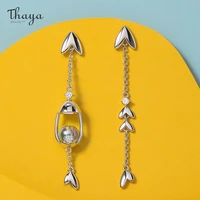 thaya silver color women earring lantern shape stud earring transparent crystal dangle chain earring for women trend gift
