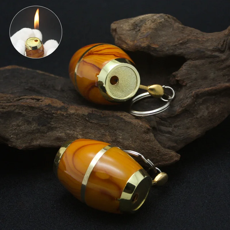 Новая компактная зажигалка металлическая безпожарная винная бочка кремневая