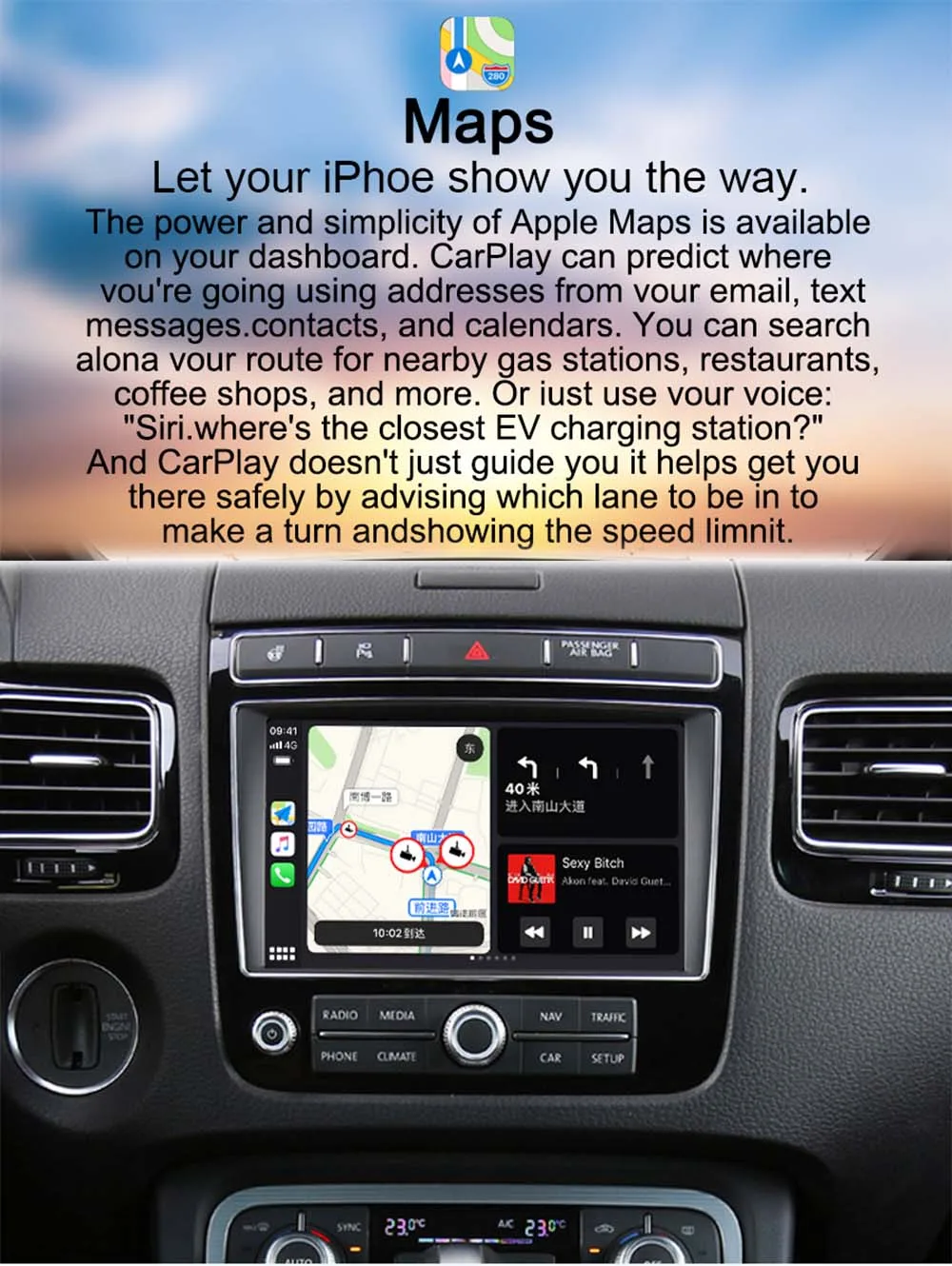 Sinairyu Wifi беспроводной Apple Carplay для 2010- Volkswagen Toureg Golf с iOS13 Android зеркало Android авто зеркало в форме яблока