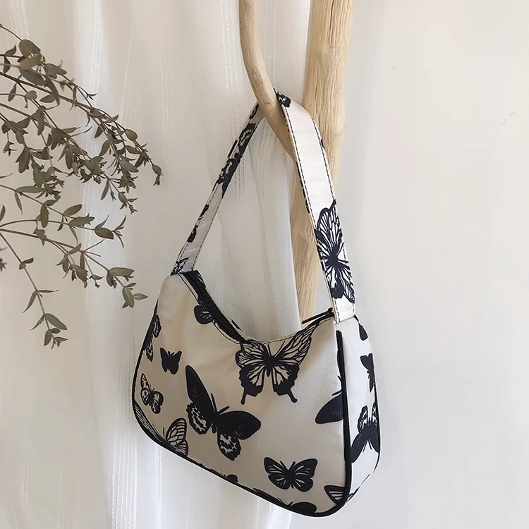 Женские сумки-хобо из полиэстера с рисунком бабочки элегантные винтажные