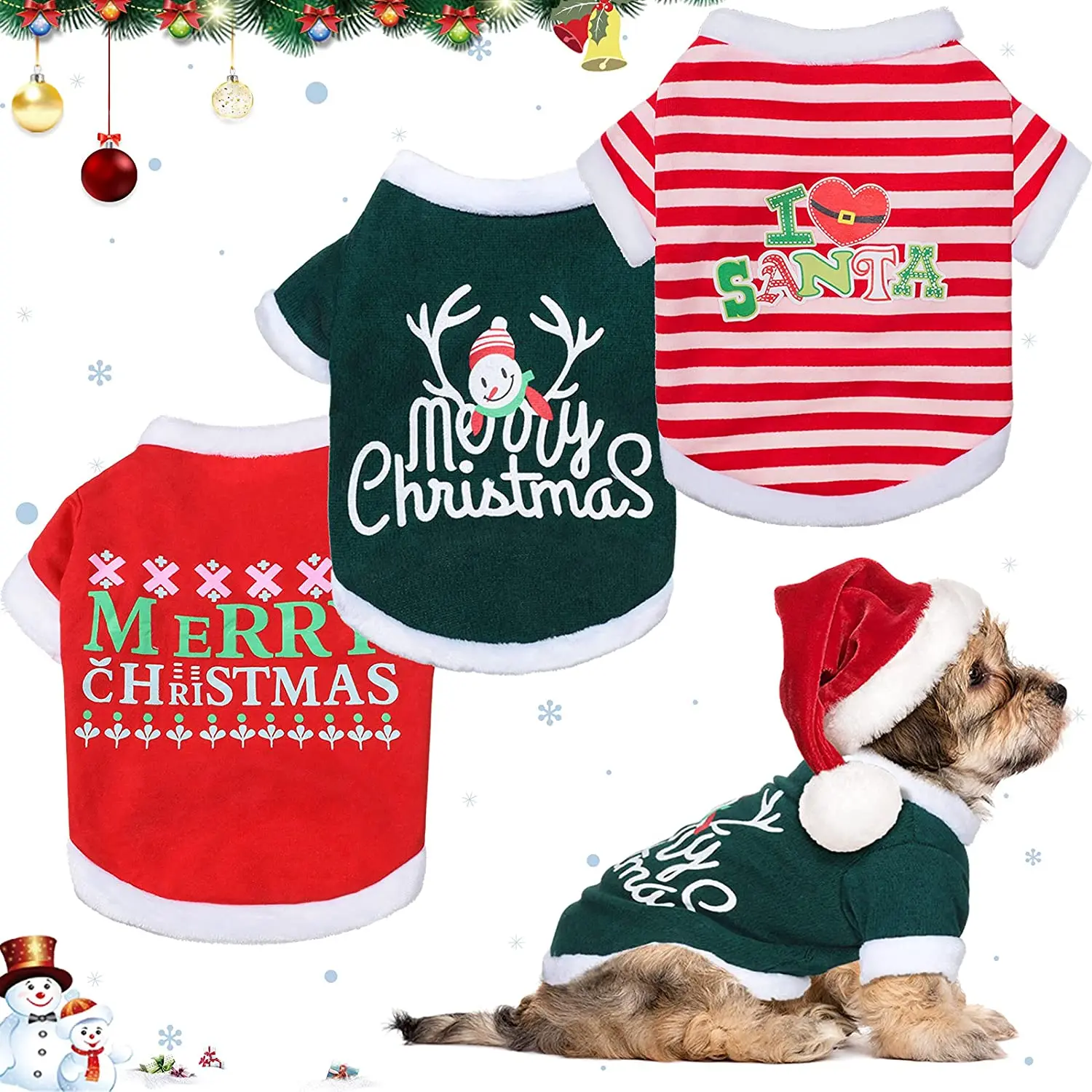 

Рождественская Одежда для собак, рубашка для собак, рубашки для щенков, рубашка с принтом для средних собак, для маленьких собак, одежда для ...