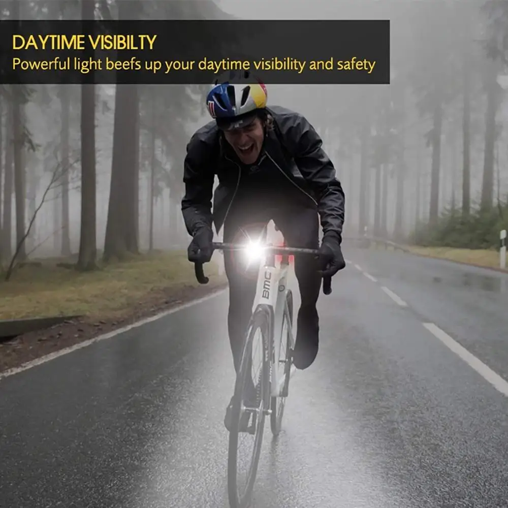 

USB Charging Safety Warning Light Waterproof Bright LED Bike Headlight