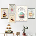 Скандинавский постер, винтажный современный минималистичный кофейный десерт, холст, абстрактная картина, домашняя отделка кухни, настенные картины без рамки