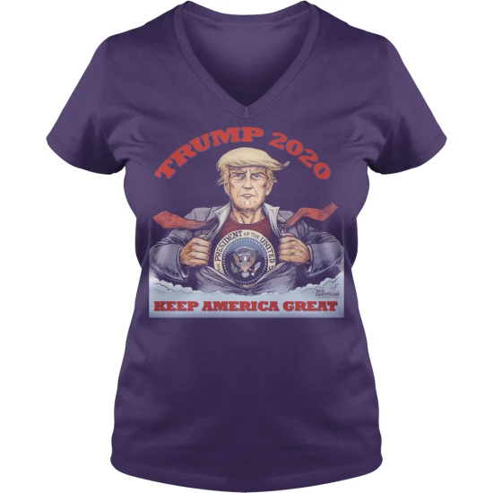 Футболка с V-образным вырезом и надписью Keep America Great Ladies от Трампа 2020 | Женская