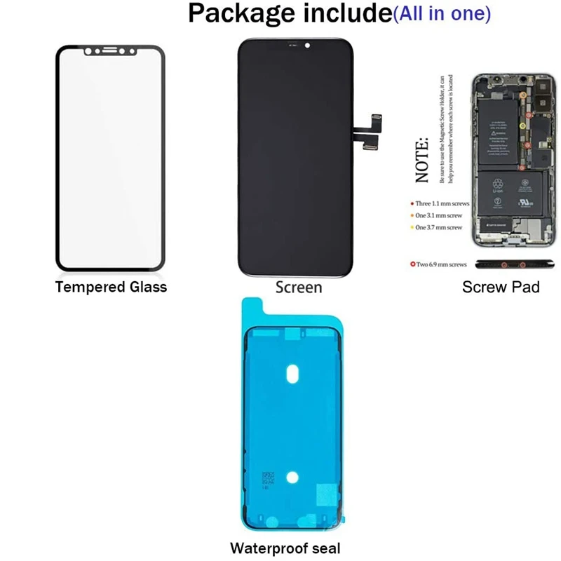 

LCD Display Press Screen 6.5 Inch Digitizer Frame Assembly Replacement Kit for iPhone11 Pro Max with Repair Tools