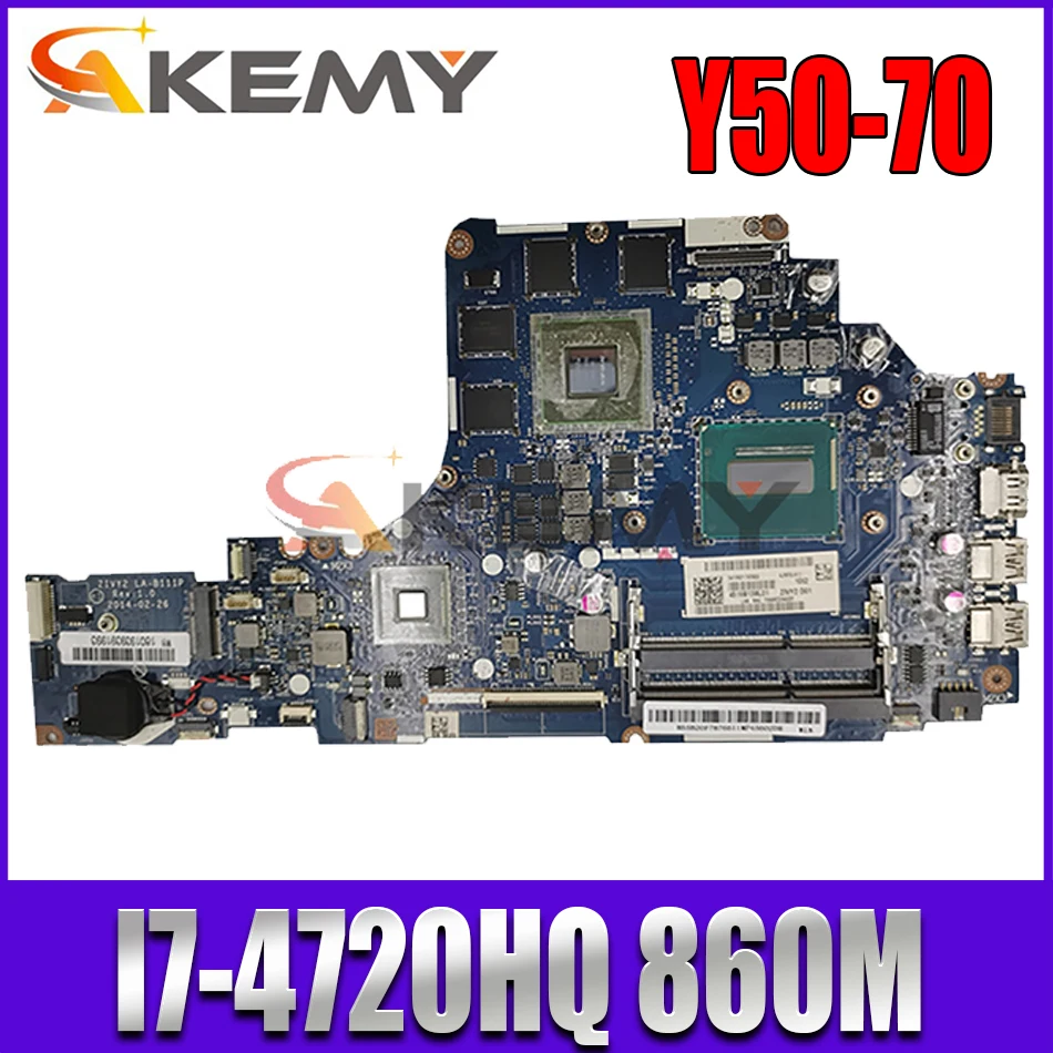 

FRU:5B20H29179 FOR Lenovo Ideapad Y50-70 Laptop Motherboard ZIVY2 LA-B111P SR1Q8 I7-4720HQ HM87 860M 2GB Tested High quality