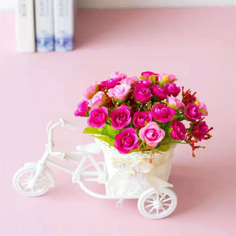 Ротанговый цветок корзина-ваза трехколесный велосипед модель домашний сад