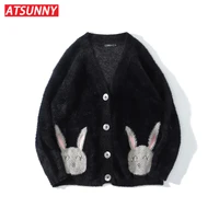 atsunny cartoon rabbit cute knitted sweater thicken hip hop retro campus style sweaters harajuku autumn and winter clothes