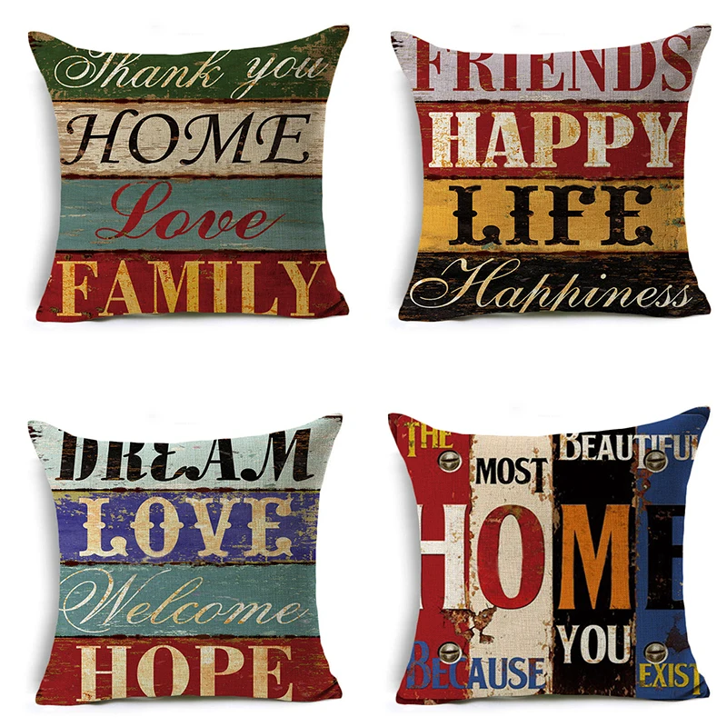 45*45 см чехол подушка в стиле ретро с буквенным принтом полиэстеровый Чехол