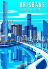 Винтажный оловянный плакат Брисбен, Queensland, Австралия, городской пейзаж, мост курпа, дорожный жестяной знак 8x12 дюймов, ретро, домашняя кухня, сад