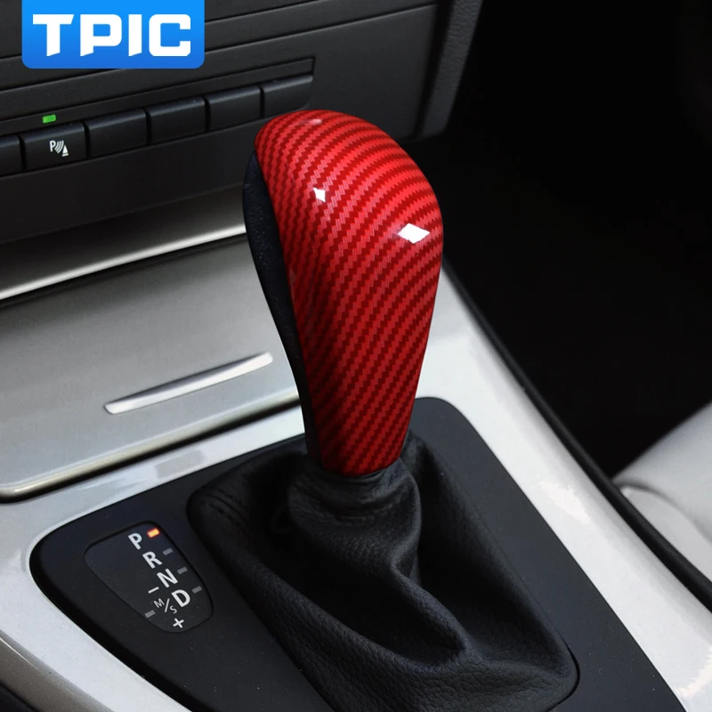

TPIC Carbon Fiber ABS Gear Shift Handle Cover Car Sticker For BMW E90 E92 E93 E60 E48 E85 F01 X3 E53 Interior Accessories