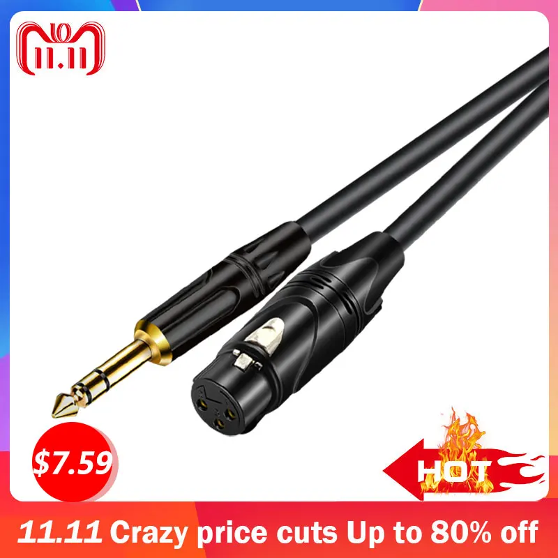 Кабель-удлинитель для микрофона 6 35 мм Canon с 3 контактами Папа-мама