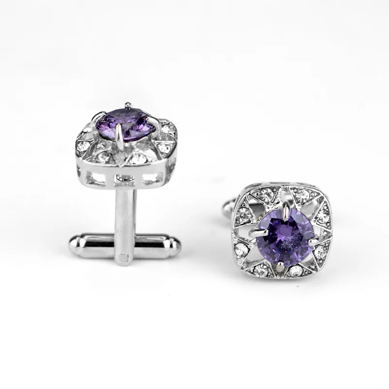 Модные Роскошные пурпурные запонки с кристаллами высшего качества Стразы дизайн