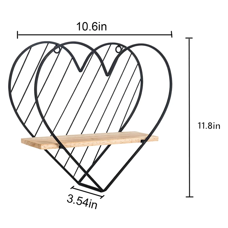 Плавающая полка настенная в форме сердца стеллаж для хранения украшения стен