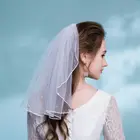 Фатиновая вуаль для невесты, с белыми лентами и искусственным жемчугом