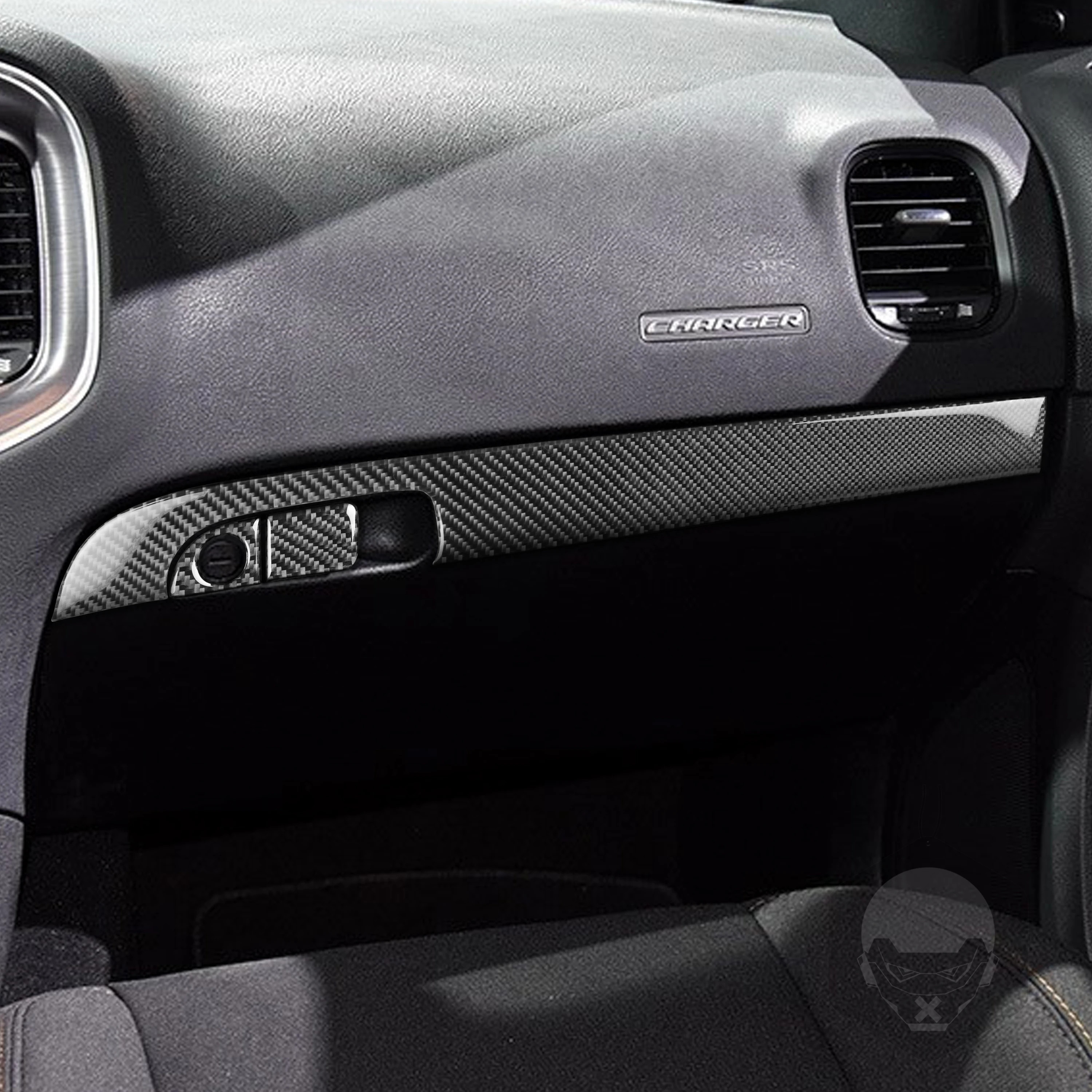 For Dodge Charger 2011-2014 Carbon Fiber Sticker Co-pilot Glove Box Trim Sticker Storage Cover Interior Car Accessories SXT SRT8
