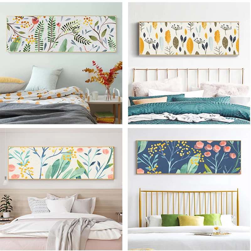 

Simple Nordic modern abstract watercolor geometric flowers tropical plants bedside decoration picture core inkjet