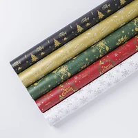 5pcsset christmas gift wrap artware packing package paper bronzing christmas wrapping paper roll craft card stock paper