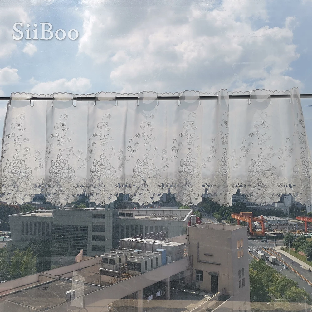 Белые кружевные полузанавески с цветочной вышивкой тюлевые занавески для эркера