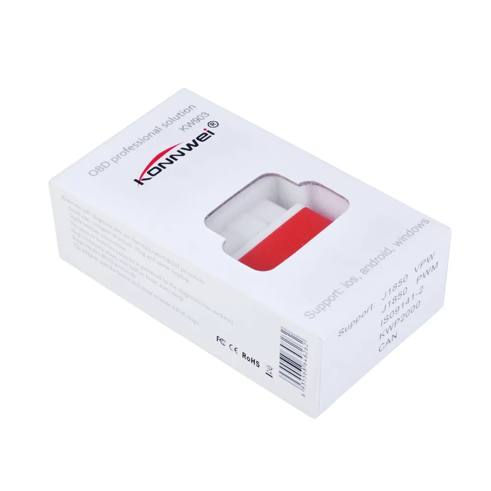Konnwei KW903 4,0 Bluetooth для Android и IOS системы ODB2 сканер штрих-кода ELM327 V1.5 коде отказа двигателя ICar2 Авто диагностический инструмент