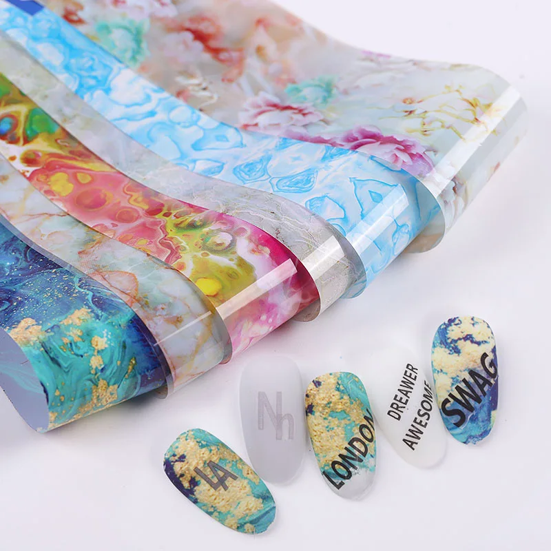 10 рулонов/коробка Звездные наклейки для ногтей переводные на Хэллоуин мерцающие