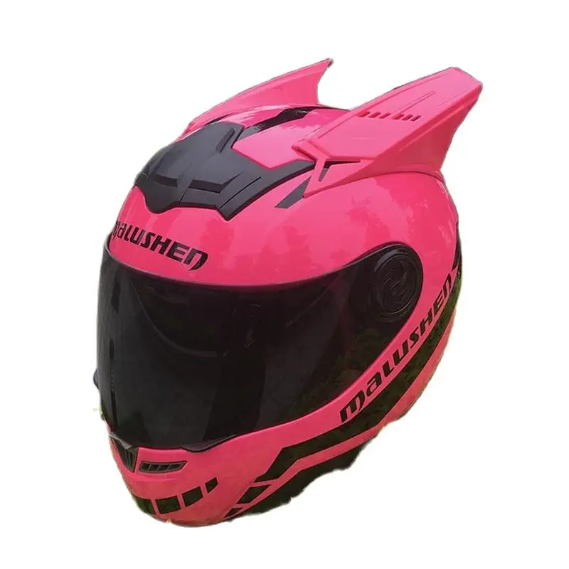 Мотоциклетный шлем malushen защитный розовый на все лицо зимний сезон | Автомобили и