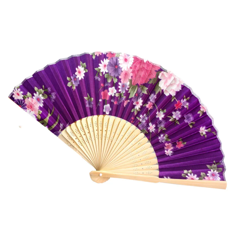 

Chinese Japanese Style Silk Fan Folding Fan Wedding Fan Art Gifts Dance Hand Fan Vintage Bamboo Folding Hand Held Flower Fan