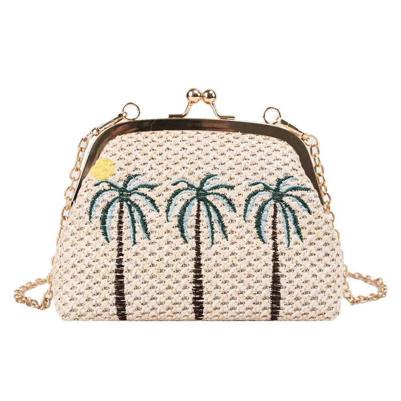 

New Crossbody Small Bag Simple Straw Woven Bag All-match Vacation Handmade Shoulderbag Women's Woven Bag