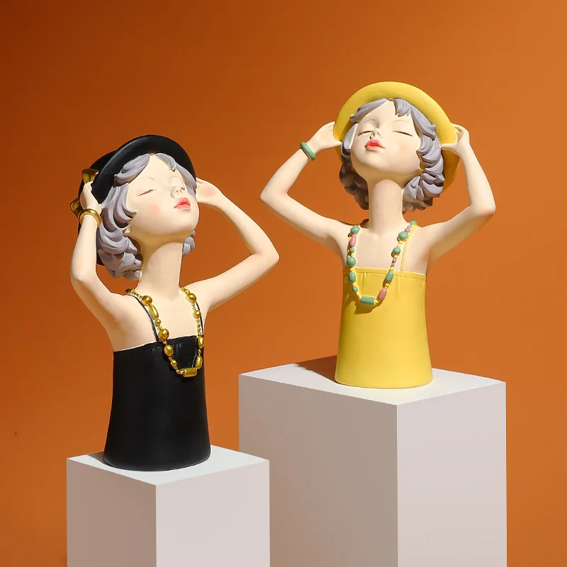 

Girl Figures Statue Home Decoration Accessories Mordern Art Sculpture Wedding Bithday Christmas Gift Ornament Craft Decoracion