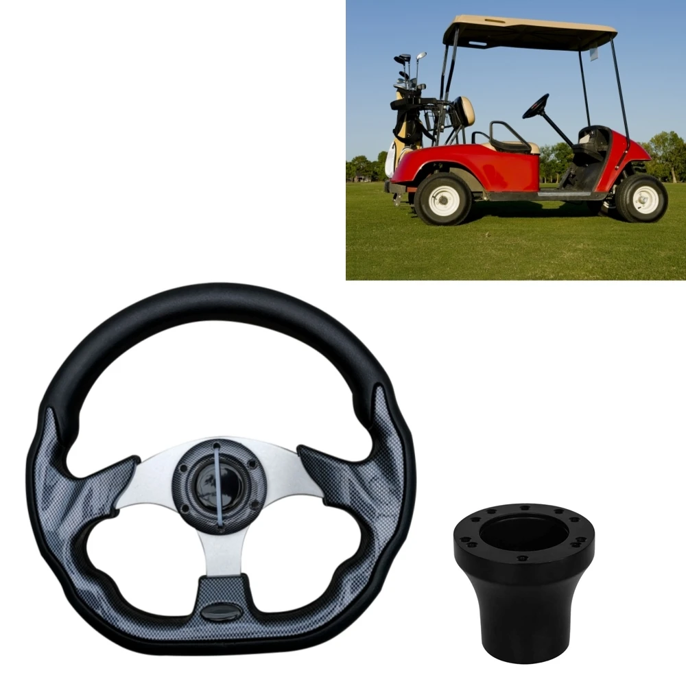 

1pc Golf Cart Steering Wheel With Wheel Adapter And Screws 13 Inches Golf Car Parts Accessories For EZGO/CLUB CAR/G