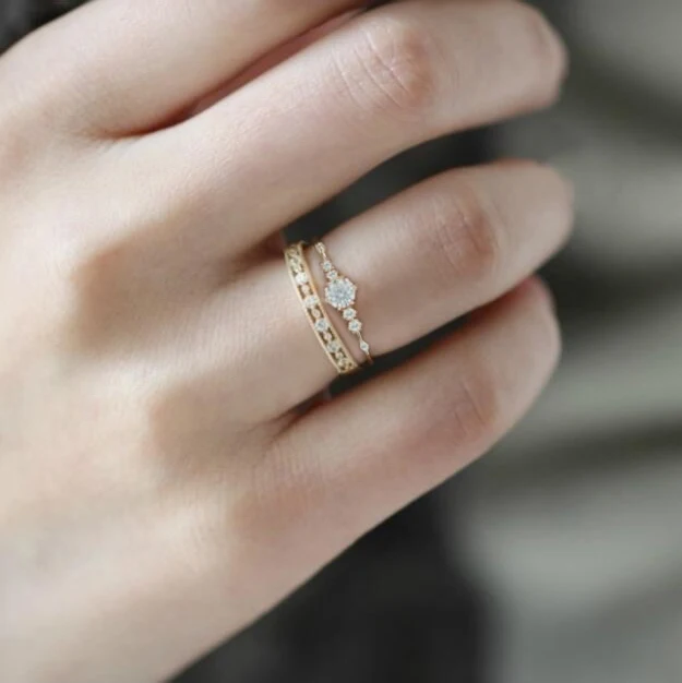 Huitan Модный золотой Цвет Женская миди костяшки кольца с крошечный камень