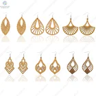 Винтажные серьги-подвески SOMESOOR из натурального дерева с лазерной гравировкой светло-коричневого цвета, Африканские Этнические подвесные украшения для женщин, подарки