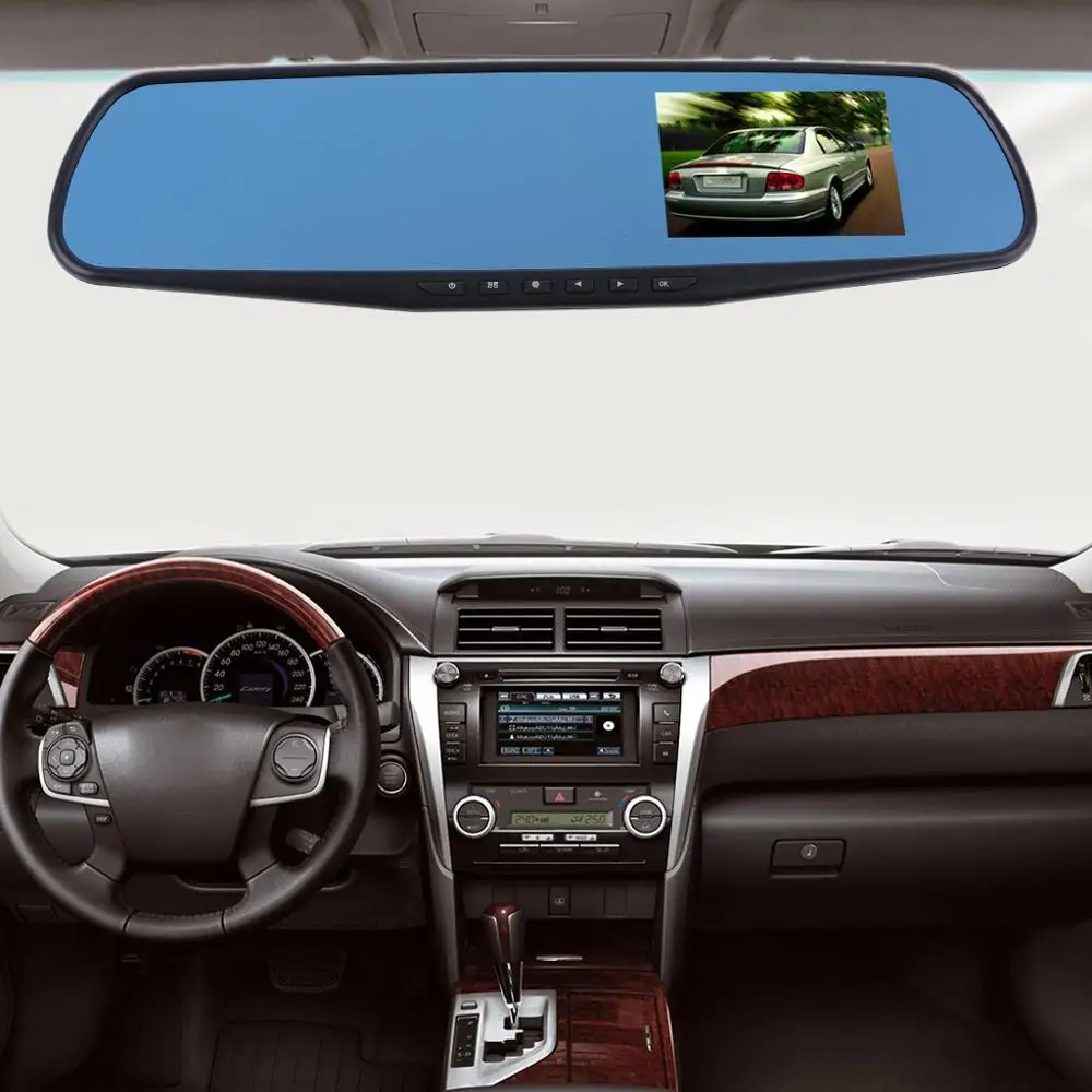 720P Автомобильный видеорегистратор с камерой зеркалом заднего вида цифровой