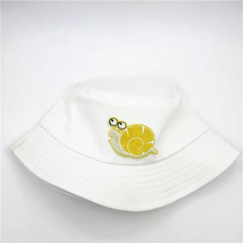 

The Snail animal embroidery cotton Bucket Hat Fisherman Hat outdoor travel hat Sun Cap Hats for kid men Women 264