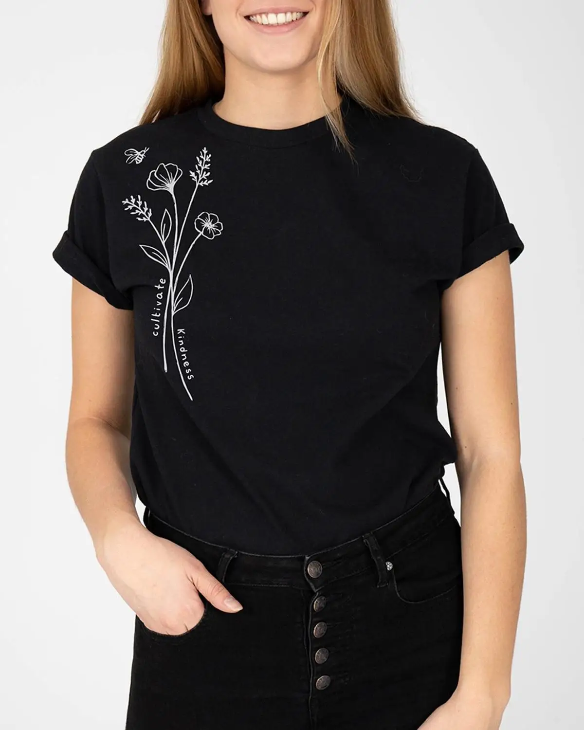 Симпатичная футболка с цветком культивации доброты забавная 100% хлопковая гранж