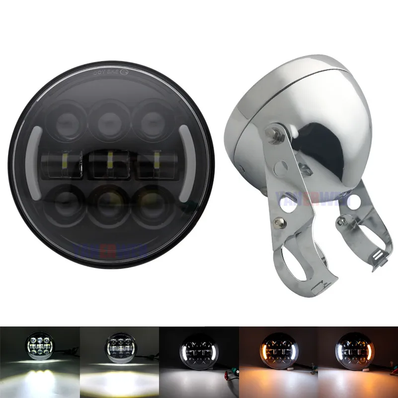 B Set 2X5,75 дюймовое железо 883 Dyna налобный фонарь 5,7" светодиодный фары DRL для ракета «Триумф» iii 3 скорости Tripp& Street Triple 5 3/4" лампа - Цвет: B Set