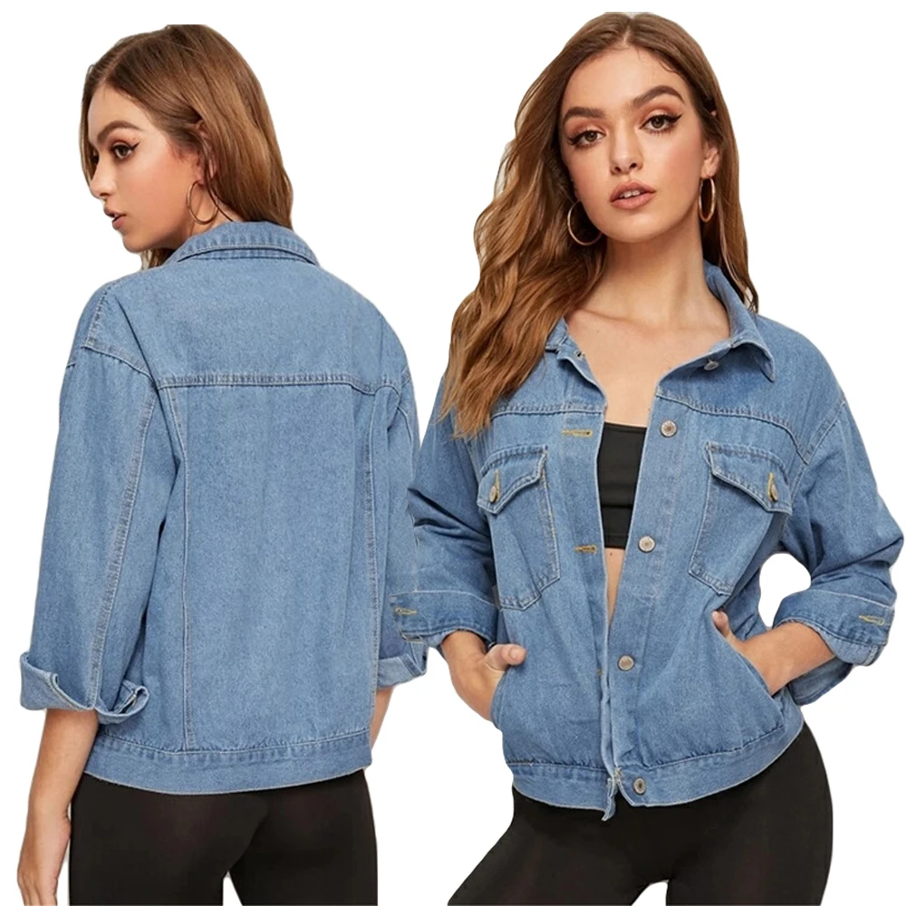 

New Fashion Blue Denim Jacket Women Boyfriend Jean Coat Streetwear Harajuku Vintage Autumn Basic Outerwear Casual Ladies Loose