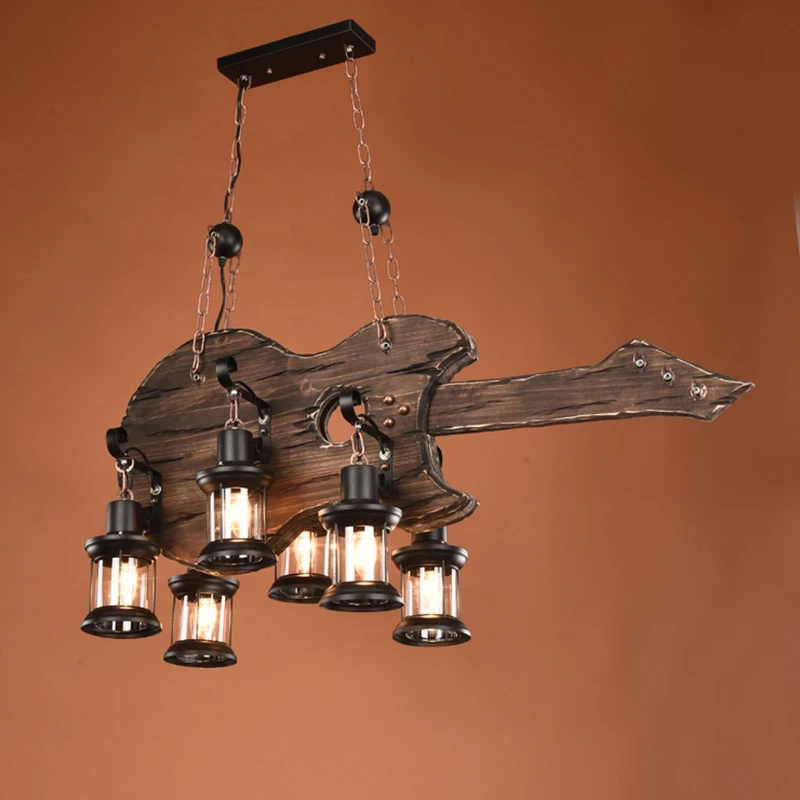 

E27 Pendant Light Guitar Shape Suspension Lamp Loft Industrial Antique Art Restaurant Cafe Bar Dining Hall Hotel Hanging Lamp