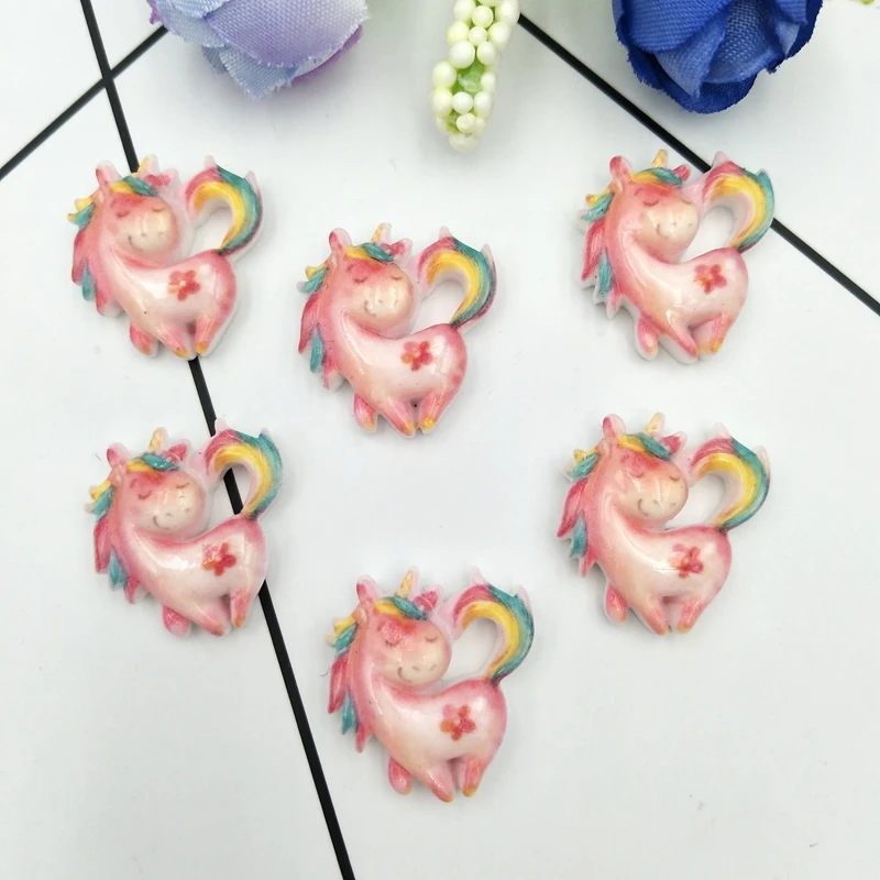 20 шт. Kawaii Смола единорог с плоской задней частью кабошоны из смолы DIY Скрапбукинг