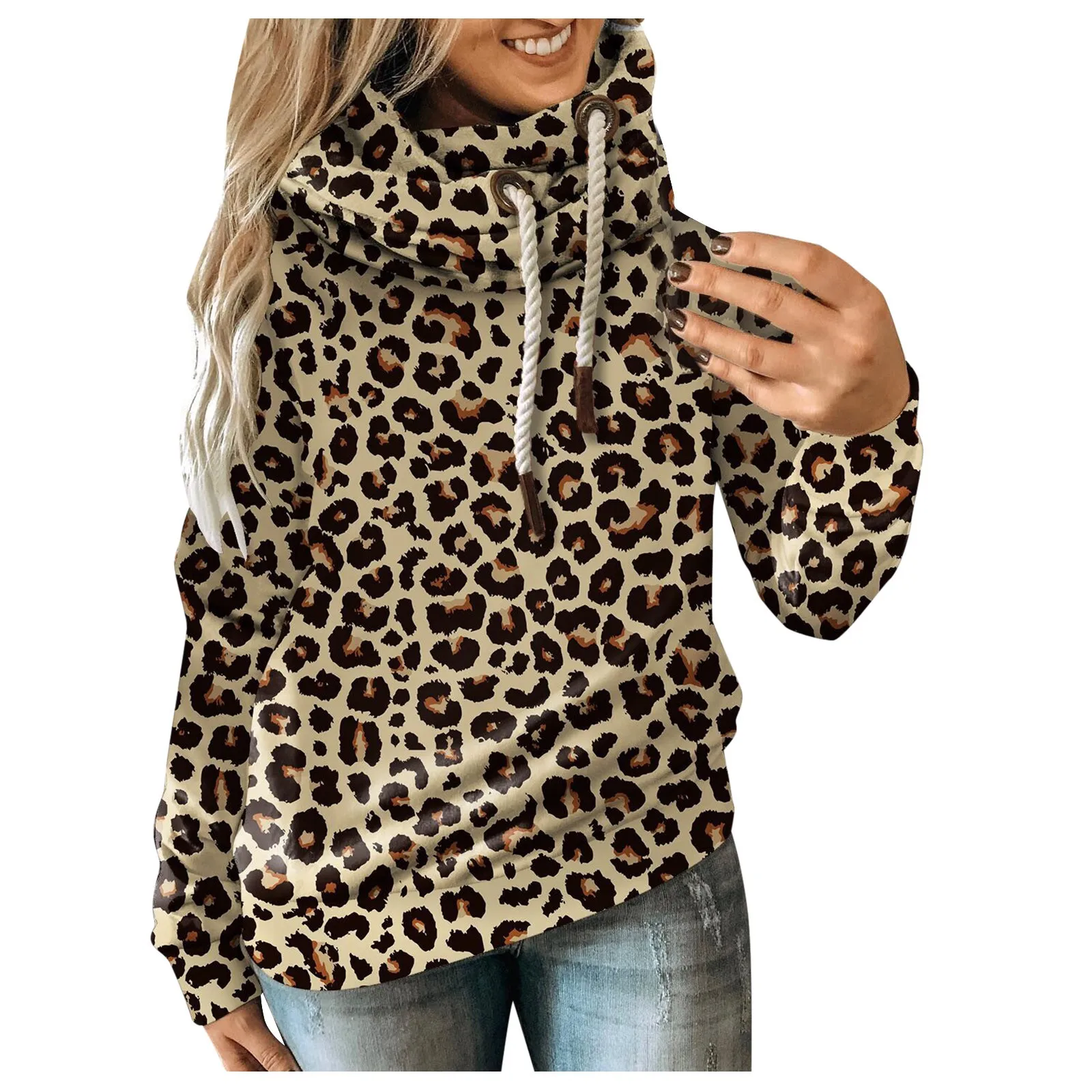 Women Autumn Winter Casual Sport Star Leopard Prints Hoodie Sweatshirt Pullover Las Mujeres Sweetshirts Спортивный Костюм Женск
