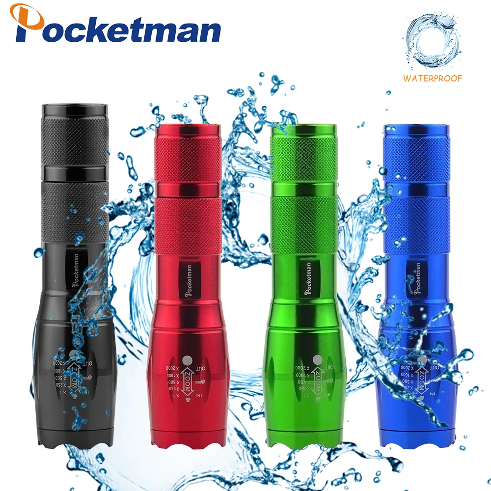 

Super Bright Colorful LED Flashlight T6 Telescopic Zoom Torch 5 Lighting Modes Flashlamp Bicycle Light Use 18650 Battery