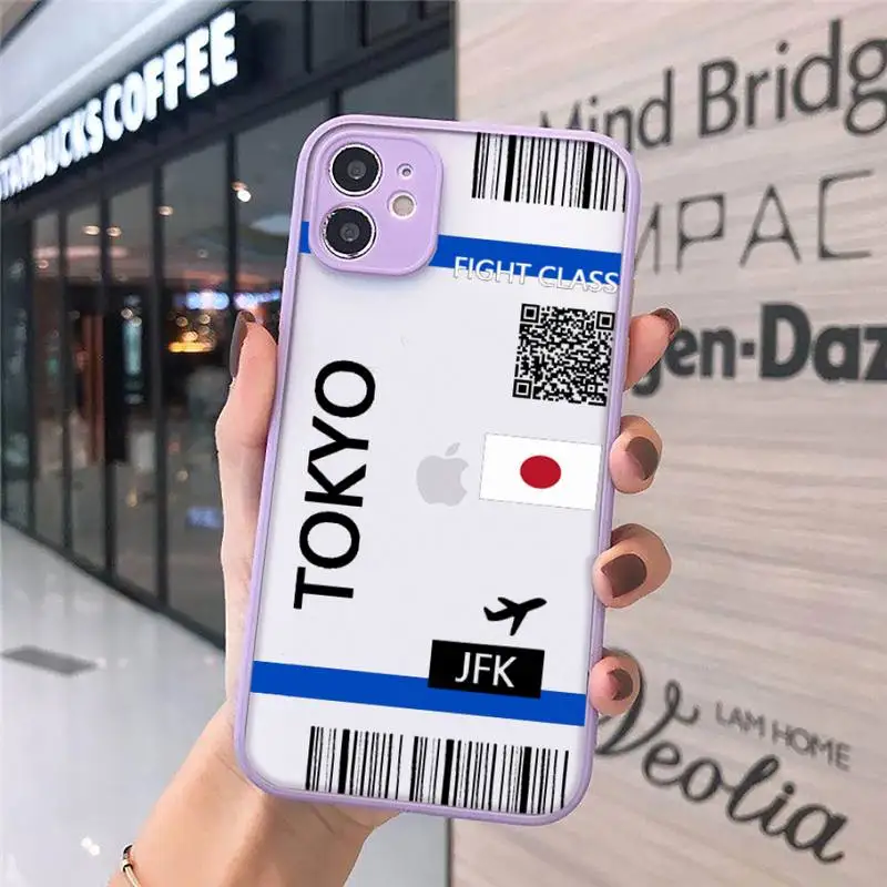 

design Cute FIRST CLASS PLANE TICKET Phone Cases Matte Transparent for iPhone 7 8 11 12 s mini pro X XS XR MAX Plus cover funda