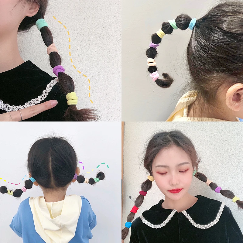 

Girls Colorful Nylon Elastic Hair Bands 3/4/5cm Kids Children Cute Hair Ties Ponytail Holder Scrunchie Headband Hair Accessories