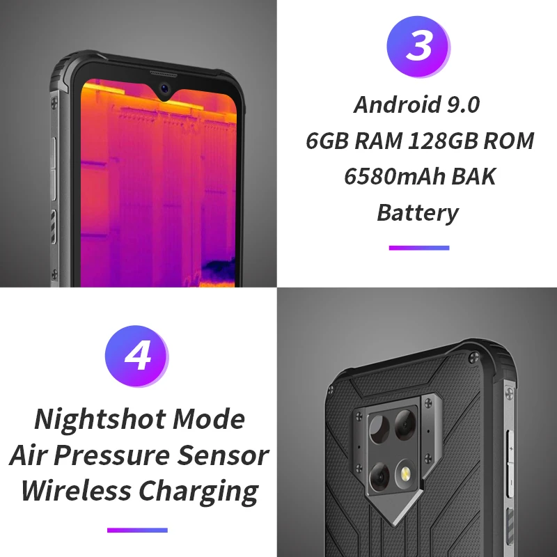 Blackview BV9800 Pro Global First Thermal Imaging Smartphone 6GB RAM 128GB ROM Helio P70 Android9.0 IP68 Waterproof Mobile Phone |