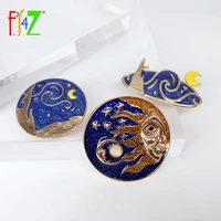 f j4z 2019 vintage brooches pins fashion blue planet sun cloud brooch for girls gifts costume jewelry accessories dropship