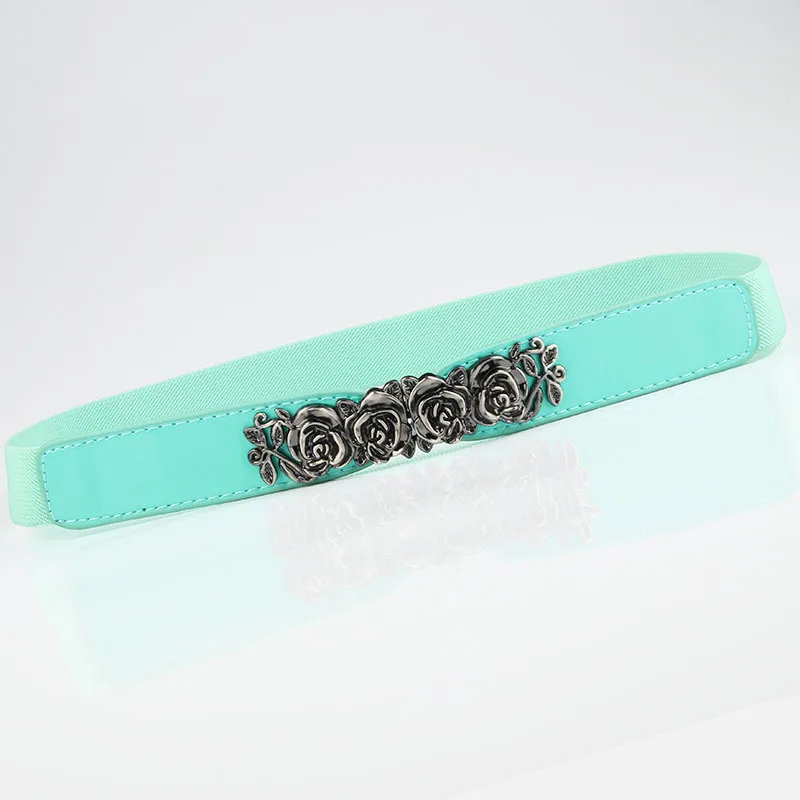 Женский пояс с эластичным поясом Золотая круглая пряжка маленький красный