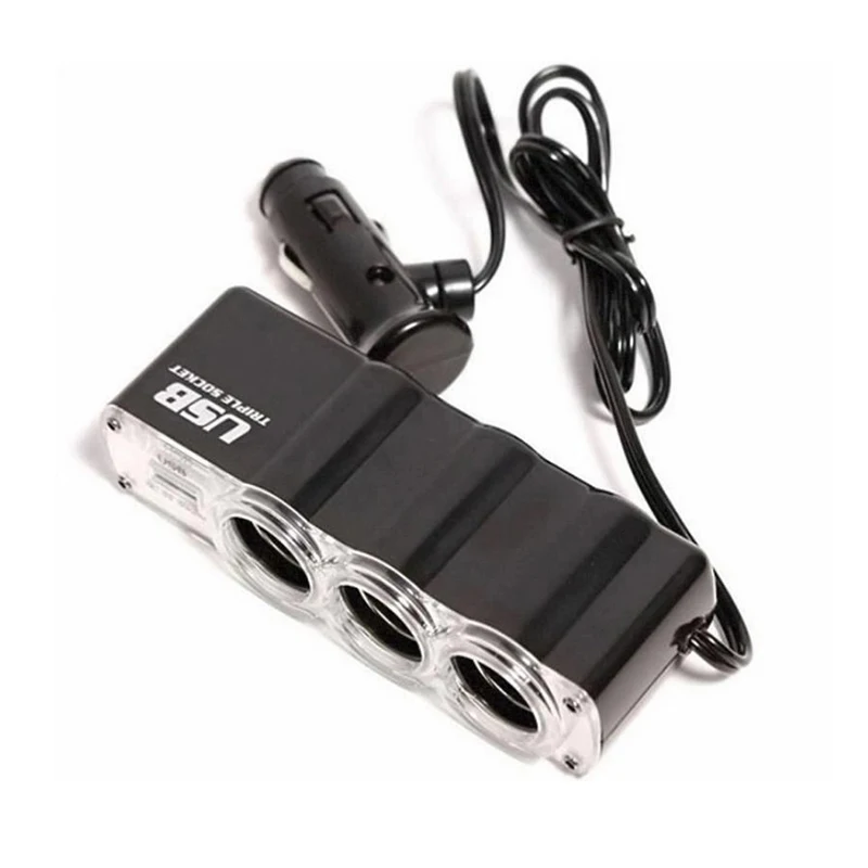 

3.1A 12V Car Charger 3 in 1 Cigarette Lighter Splitter Power Adapter USB Car-charger Socket For IPhone DVR GPS Driving recorder