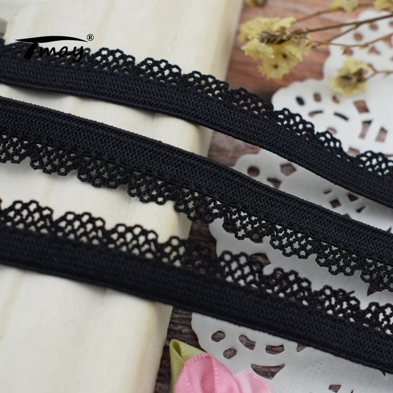 #1751 чистый черный Цвет 8 ярдов/партия эластичные резиновые ленты кружевной