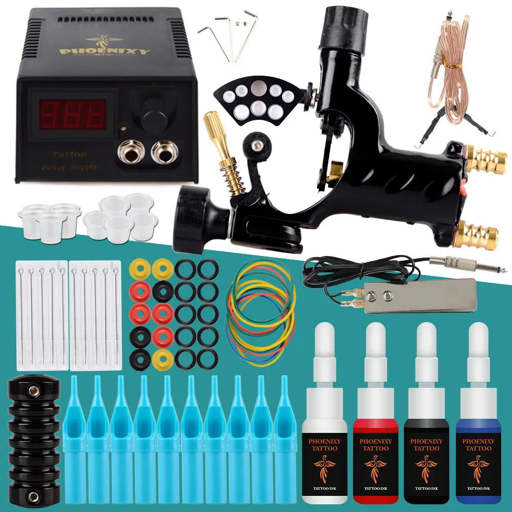 Полный комплект татуировки набор роторных станков 4 цвета чернила ЖК-дисплей
